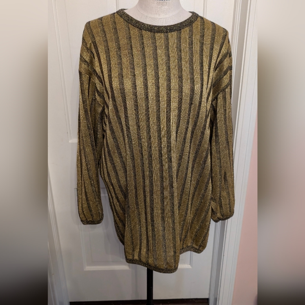 AREO Gold and Black Striped Top